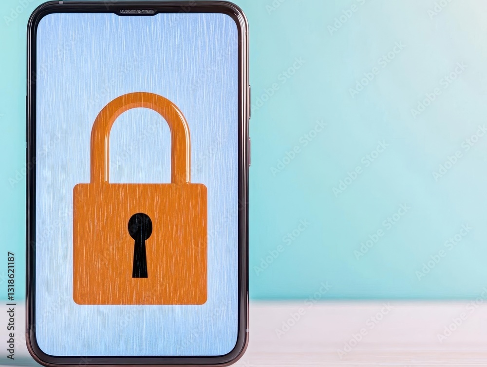 Aufkleber A smartphone displaying a digital lock symbol, emphasizing cybersecurity and data protection