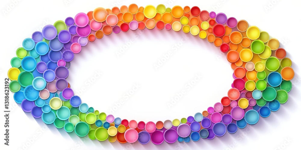 Fototapete A Colorful Abstract Oval Frame Composed of Multiple Overlapping Circles with a Gradient of Colors from Red to Blue