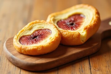 Fig Pastries Arranged Artistically on a Rustic Plank