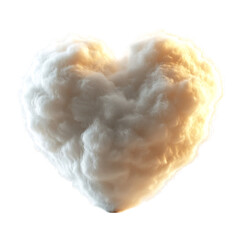 A Fluffy 3D Heart Shaped Cloud Isolated on Transparent Background