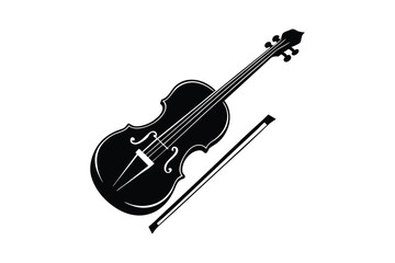 Silhouette art illustration of a violin and bow vector design.eps © T-shirt Land