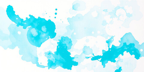 Obraz premium A bright, airy watercolor composition in multiple turquoise tones with fluid, organic splashes and gentle gradients, creating a tranquil yet imaginative and uplifting visual atmosphere