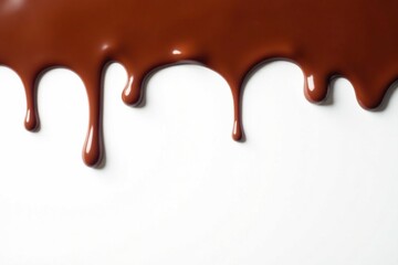 Creamy chocolate sauce drizzle over white background, smooth, chocolate