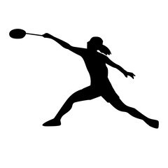 set of black various poses badminton players