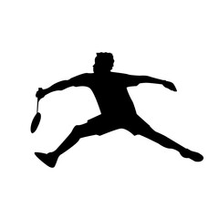 set of black various poses badminton players