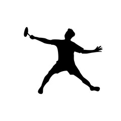 set of black various poses badminton players