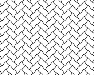 Abstract seamless pattern with black wave shapes on a white background	
