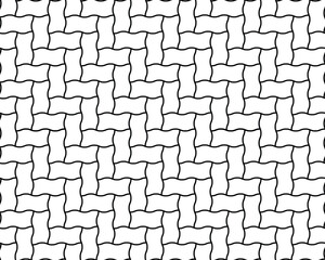 Abstract seamless pattern with black wave shapes on a white background	
