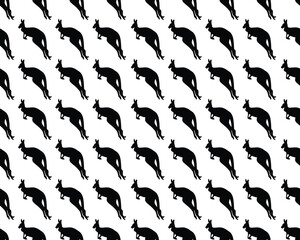 Seamless pattern with silhouettes of kangaroos on a white background	