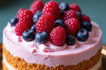 Indulgent Raspberry Fruit Cake Topped with Fluffy Cream