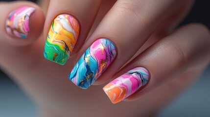 Crop woman with red nail polish. High angle of crop faceless female showing hands with red manicure against black background in studio.