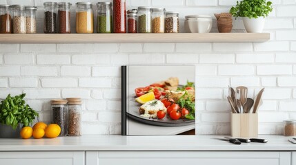 Food Mockup Hardcover View Shelf Text Cookbook Kitchen