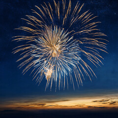 2025 New Year Celebration with Fireworks and Festive Lights Generated Image