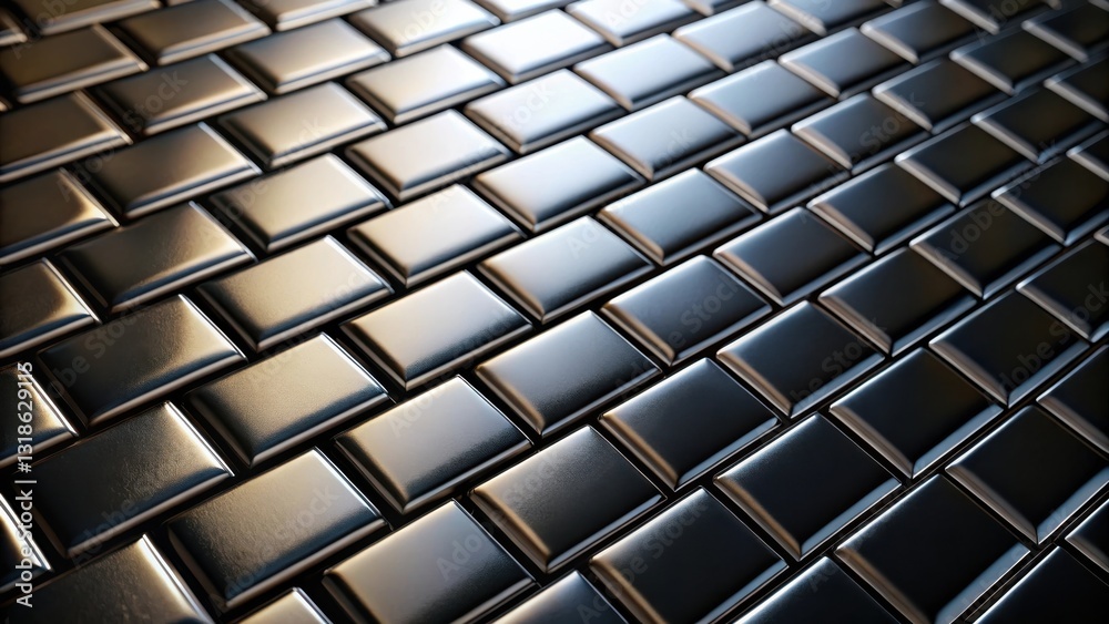 Leinwandbilder A repeating pattern of smooth, rectangular tiles, each with a slight curve and reflecting the light in a subtle sheen.