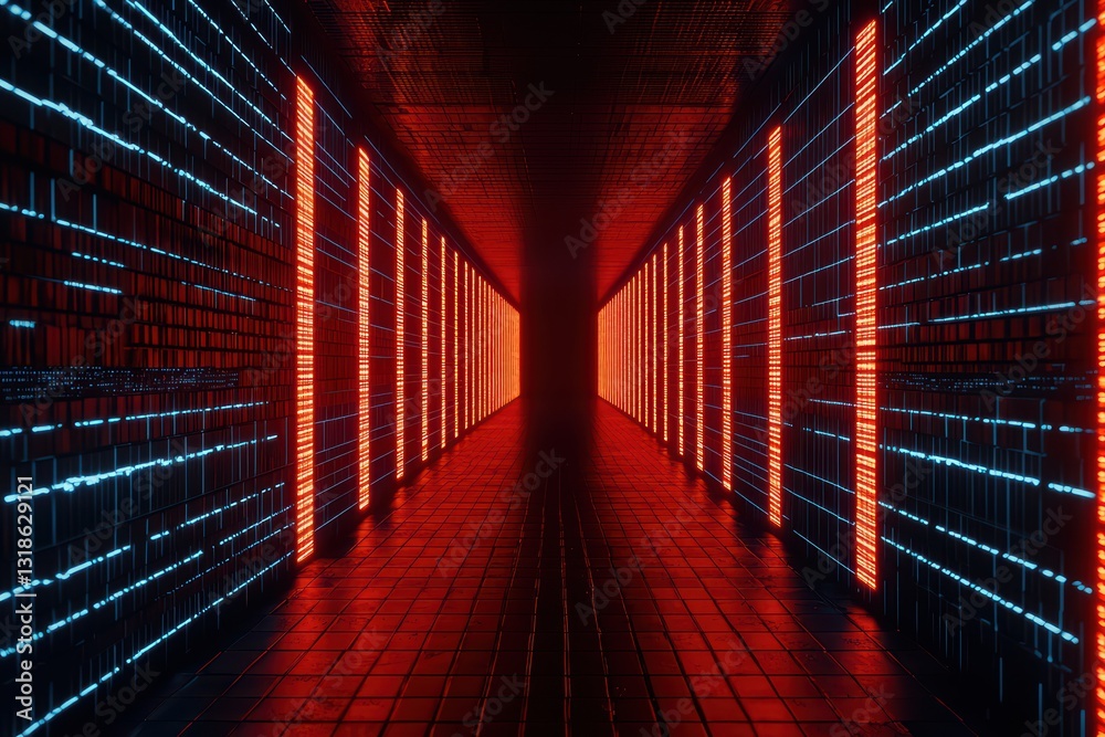 Poster surreal floating data environment with encrypted patterns and mysterious glow in digital realm