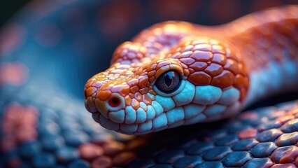 Fototapeta premium Close-up of a reptile's head, showcasing intricate scales and a captivating gaze.