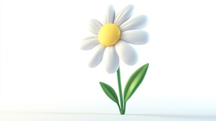 Cartoon daisy, white background, spring