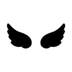 Wing icon. Black wing icon. Bird wing, angel wing element. Vector illustration