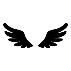Wing icon. Black wing icon. Bird wing, angel wing element. Vector illustration