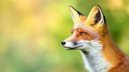 Fototapeta premium Photorealistic side profile of a fox, blurred background, highresolution photography, extremely detailed