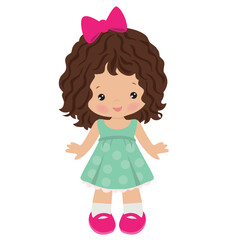 Cute little summer girl vector cartoon illustration