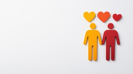 Minimalist Art Concept Representing Love with Simple Icons in LGBT Theme