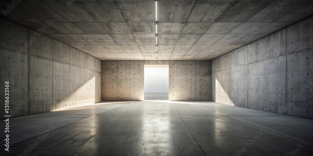 Leinwandbilder a minimalistic concrete room with a single door opening to a bright, undefined space. the light stre