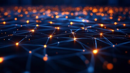A visually striking representation of the digital world, featuring a network of interconnected nodes and lines, glowing with an ethereal light.