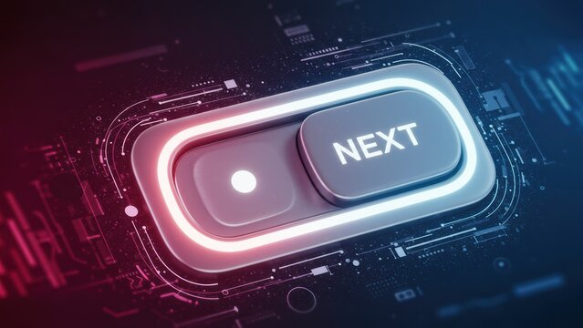 Toggle button designed in futuristic style with red and blue lights on dark background illustrating technology concepts