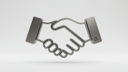 Fototapeta premium Metallic handshake symbolizes professional collaboration in business environment, representing unity and trust