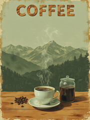 cup of coffee on grunge background