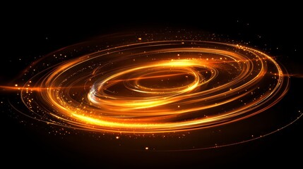 Obraz premium Golden Swirl: Dynamic, swirling golden light trails create a sense of energy and motion against a dark backdrop. 