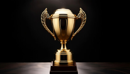 trophée du vainqueur isolé sur un fond noir