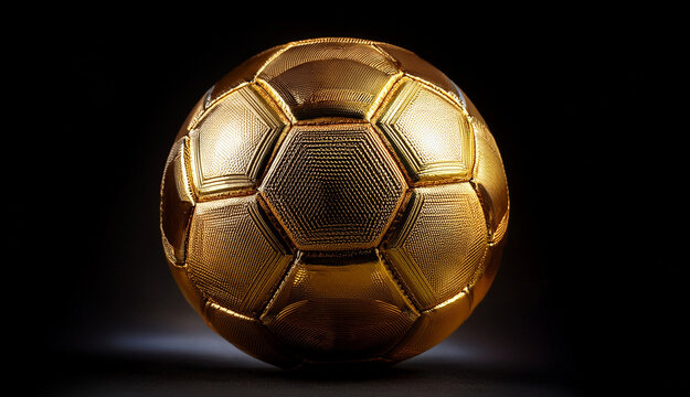 ballon de foot en or sur un fond noir