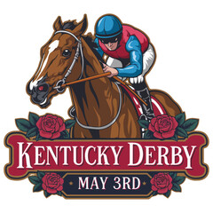 Vintage Kentucky Derby Racehorse Emblem