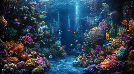 Fototapeta premium Vibrant underwater coral reef ecosystem with diverse marine life