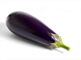 Single Eggplant on White Background
