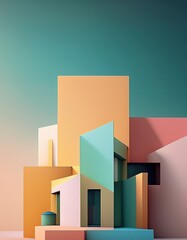 Fototapeta premium render of a modern building in a clean geometry in vibrant colors