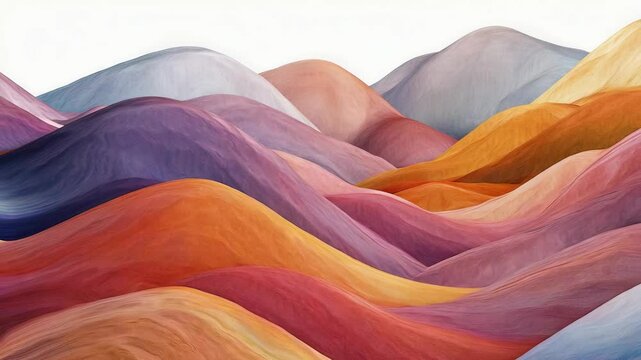 A procedural generated surreal landscape with abstract hills, flowing textures, and vivid colors. An abstract texture.