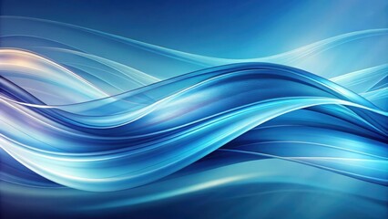 Fototapeta premium Abstract Blue Swirling Waves, A Digital Art Background with Smooth, Flowing Lines and Hues of Light Blue and White