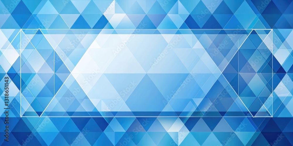 Leinwandbilder Abstract Geometric Background with a Rectangular Frame Featuring a Gradient of Blue and White Tones