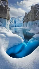 Fleecedeken met foto Stunning icelandic glaciers revealing wild beauty with dramatic snow capped peaks and deep blue ice © decorator