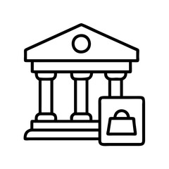 museum icon, museum line art - simple line art of museum, perfect for museum logos and icons