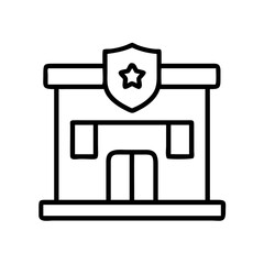 police station icon, police station line art - simple line art of police station, perfect for police station logos and icons