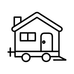 tiny home icon, tiny home line art - simple line art of tiny home, perfect for tiny home logos and icons