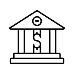 bank icon, bank line art - simple line art of bank, perfect for bank logos and icons