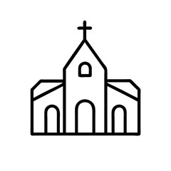 church icon, church line art - simple line art of church, perfect for church logos and icons