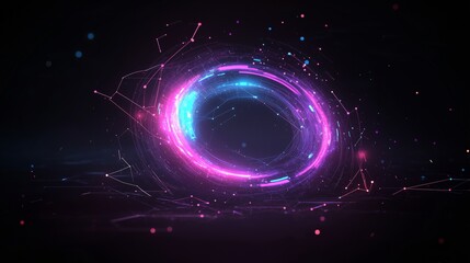 Obraz premium A futuristic digital vortex with swirling, glowing lines and electric blue currents forming a mesmerizing data-driven motion pattern. The interconnected nodes pulse rhythmically, giving a sense of hi