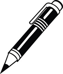 Simple Black and White Illustration of a Ballpoint Pen