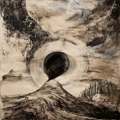 Fototapete Abstract Landscape: Monochrome Vortex over Mountain © The Singularity